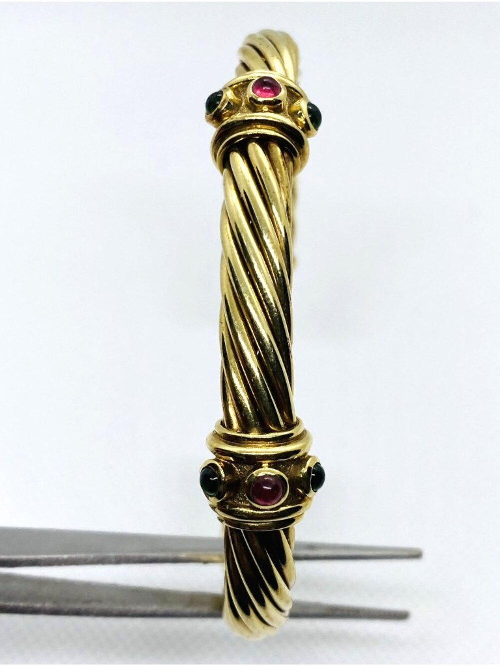 David Yurman 14K Yellow Gold Renaissance Bracelet Color Stones 7mm